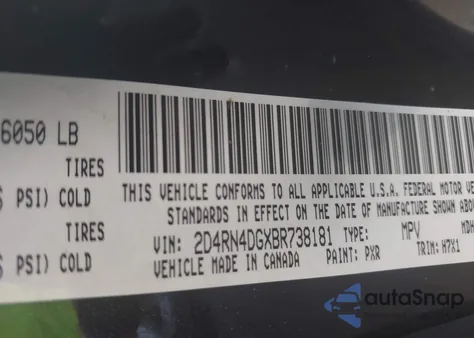 2011 Dodge Grand Caravan Express z USA, uszkodzony, nr VIN 2D4RN4DGXBR738181